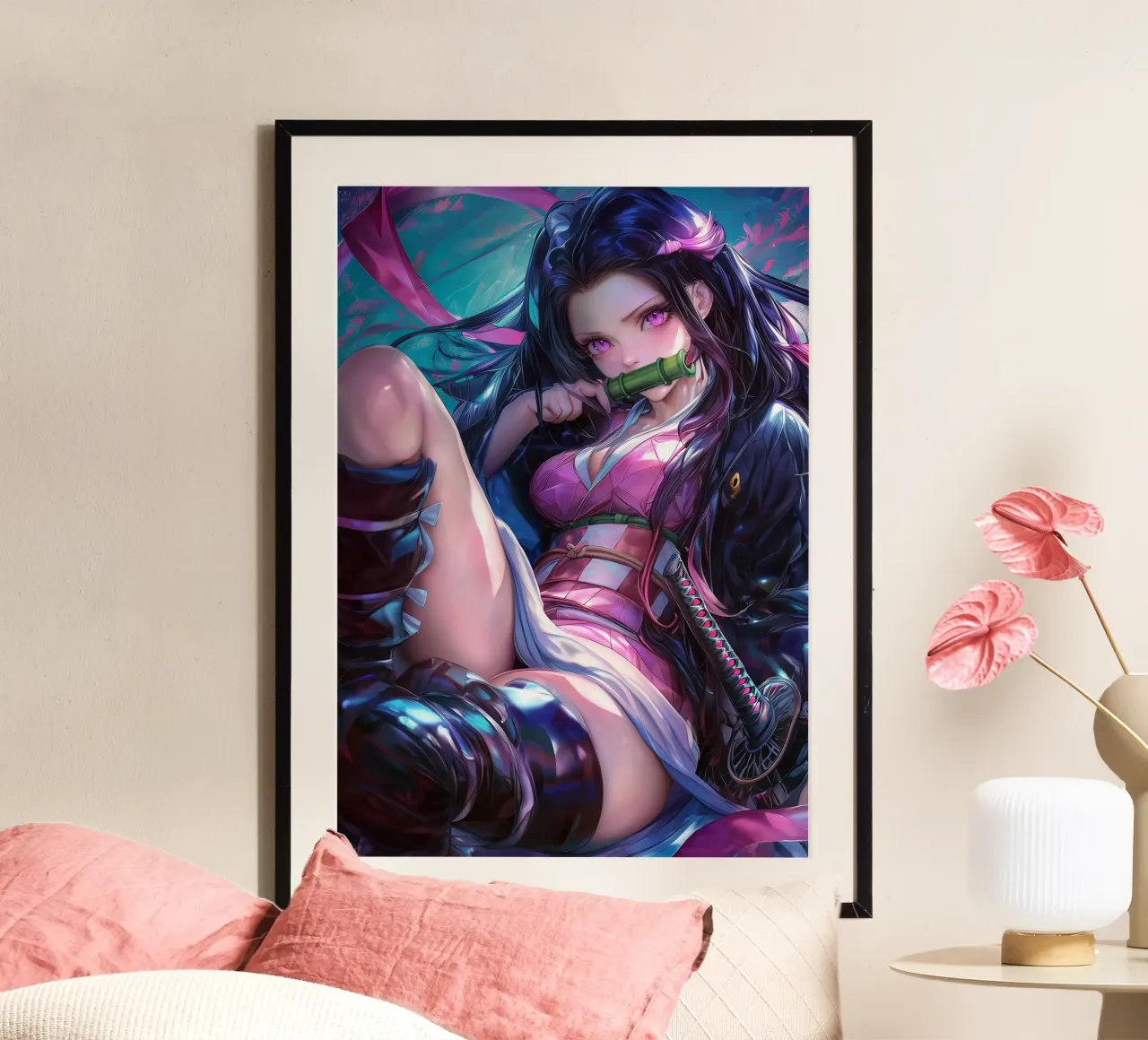 Nezuko Kamado Demonendoder poster van Voxel Visionaries