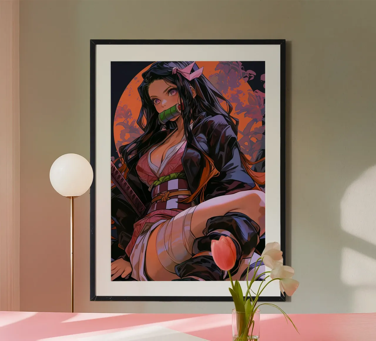 Nezuko Kamado Ammazzademoni poster con telaio in alluminio da Voxel Visionaries