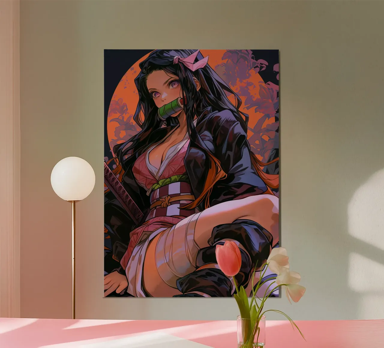 Nezuko Kamado Ammazzademoni poster con telaio in alluminio da Voxel Visionaries