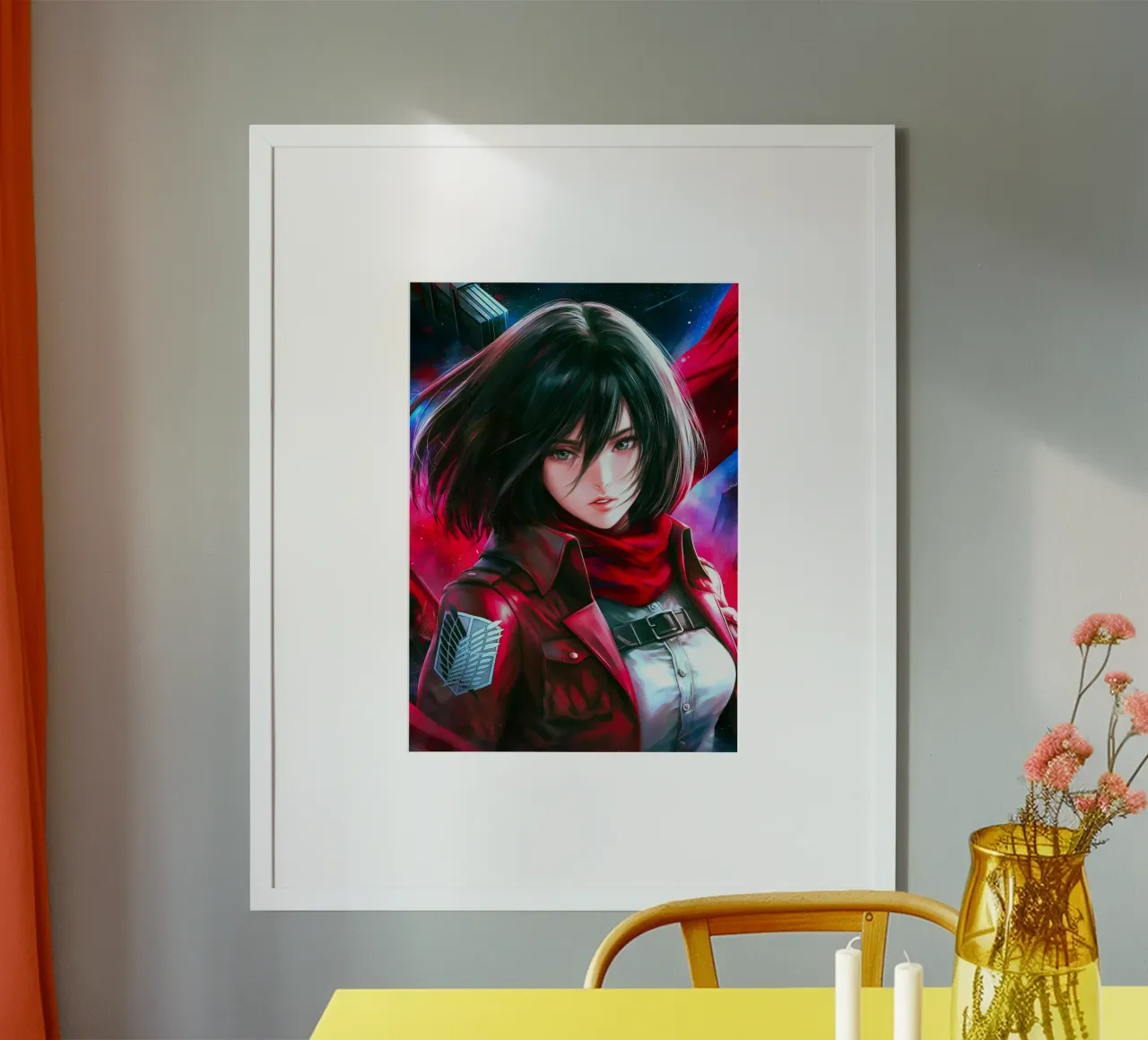 Mikasa Ackerman Attacco su Titano poster con telaio in plastica da Fleur de Lys