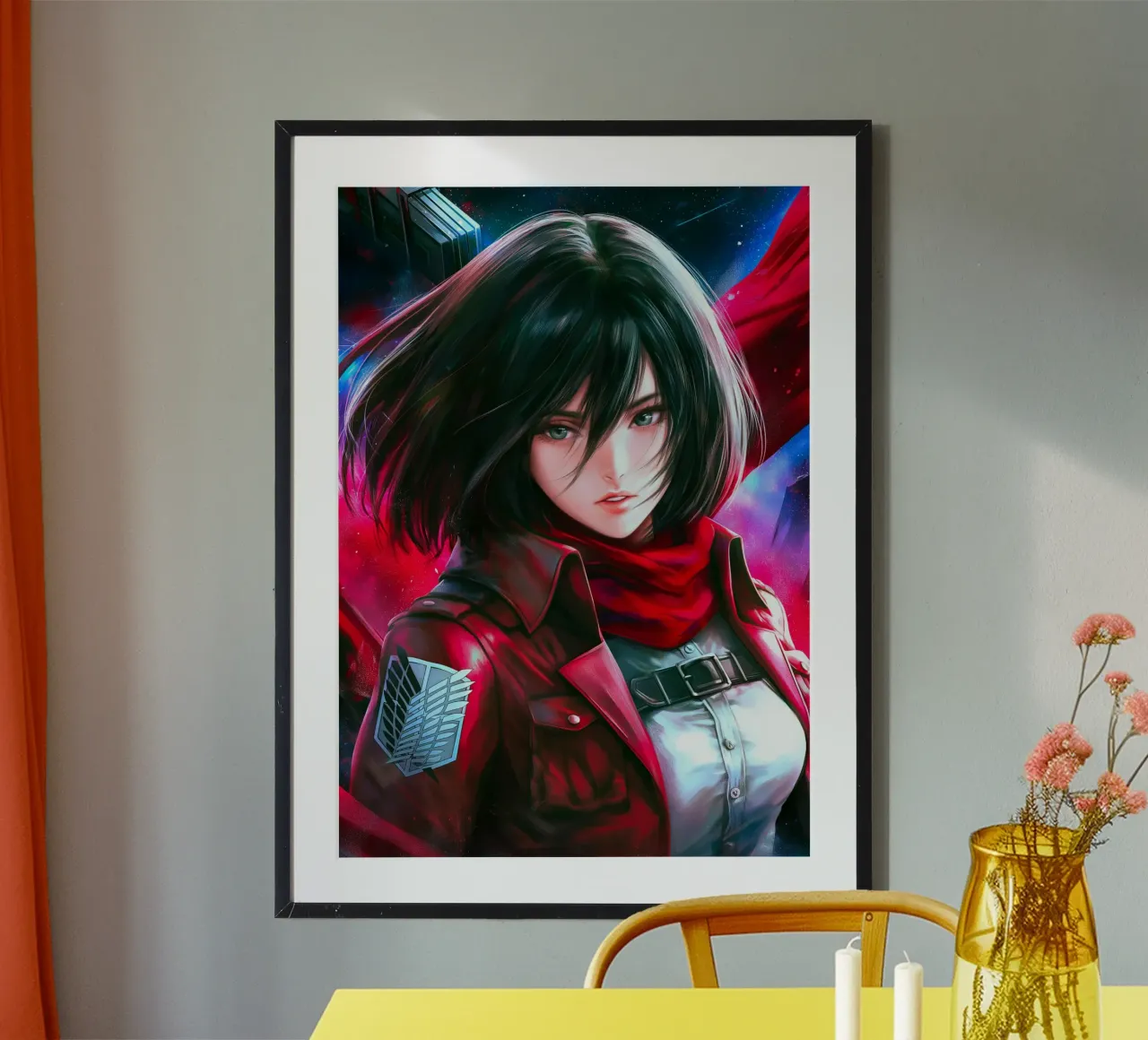 Mikasa Ackerman Attacco su Titano poster con telaio in plastica da Fleur de Lys