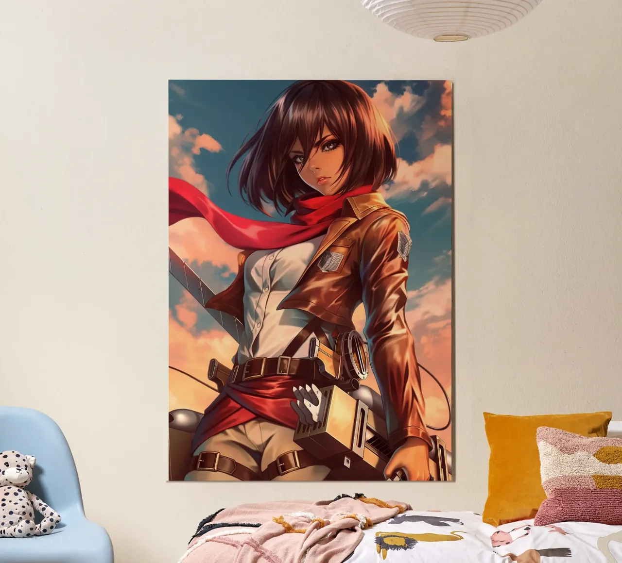 Mikasa Ackerman Attacco su Titano poster con telaio in plastica da Fleur de Lys