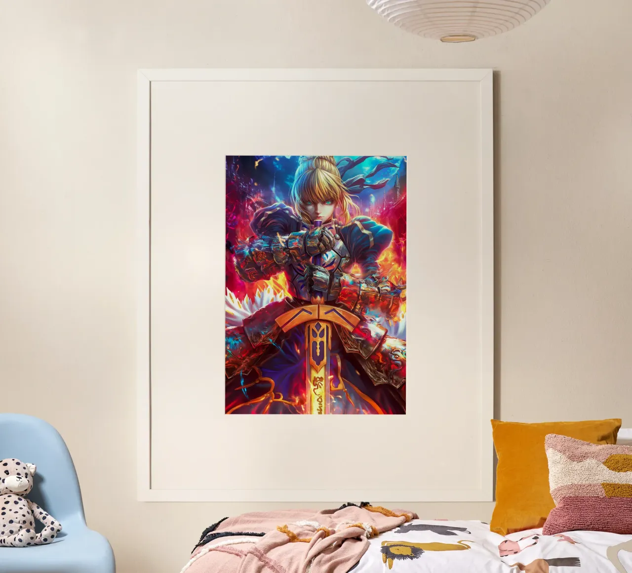 Saber Fate/stay night Anime poster con telaio in legno da Fleur de Lys