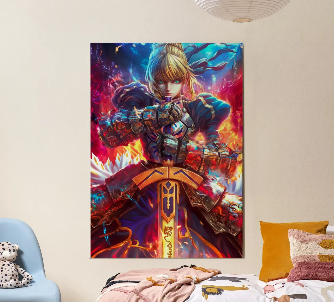 Saber Fate/stay night Anime poster con telaio in legno da Fleur de Lys