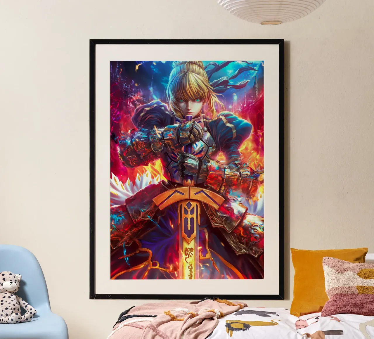 Saber Fate/stay night Anime poster con telaio in legno da Fleur de Lys