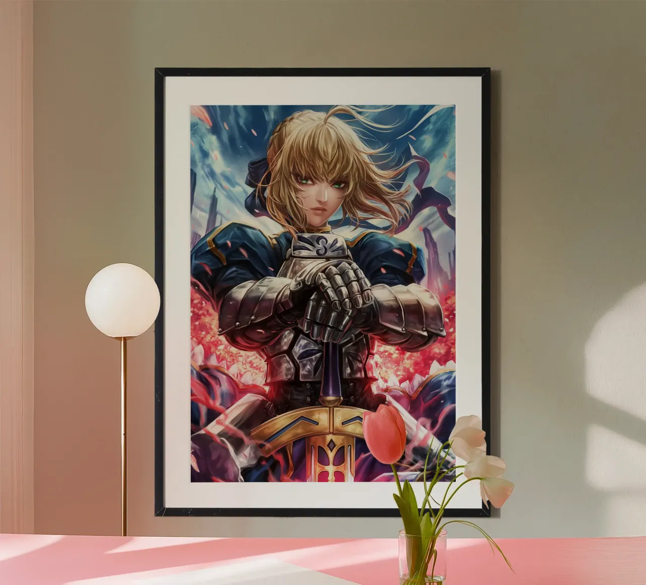 Saber Fate/stay night Anime poster con telaio in alluminio da Fleur de Lys