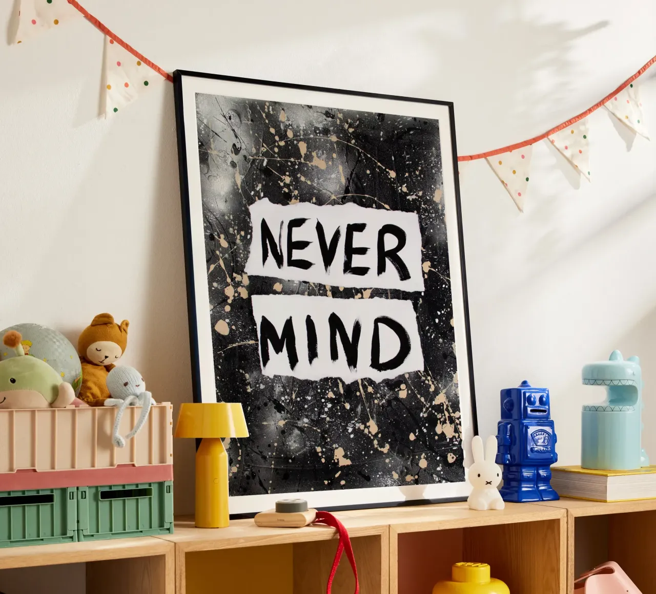 Nevermind poster con telaio in plastica da Hirschbild