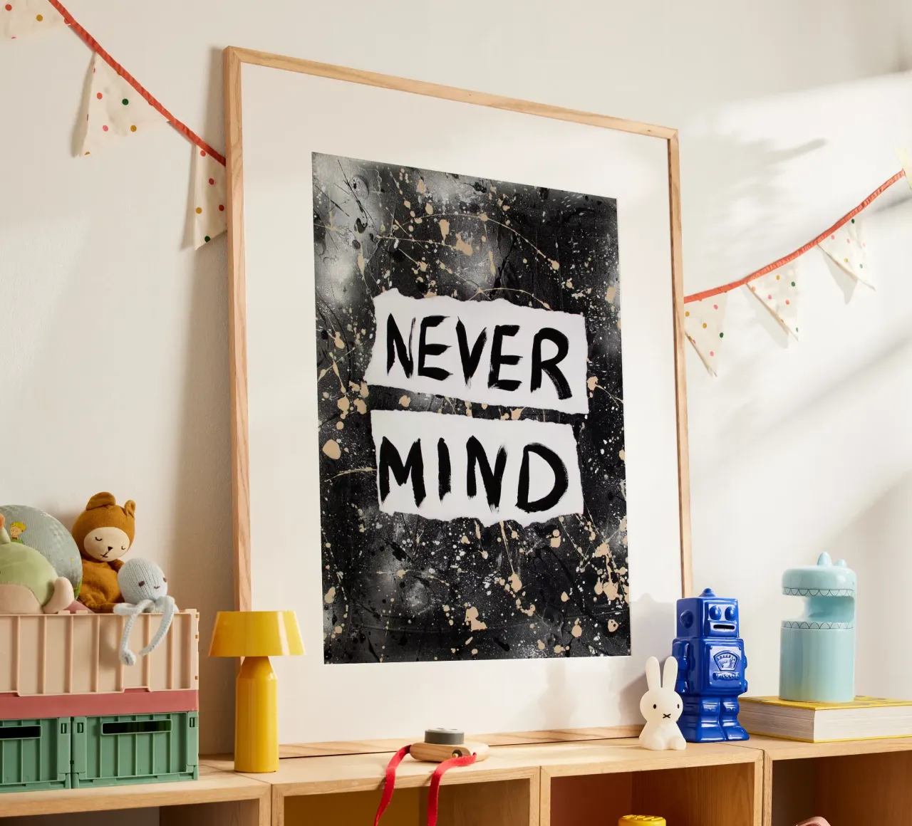 Nevermind poster con telaio in plastica da Hirschbild