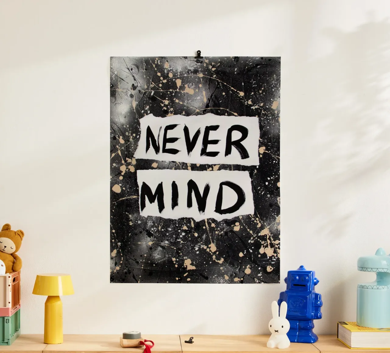 Nevermind poster con telaio in plastica da Hirschbild