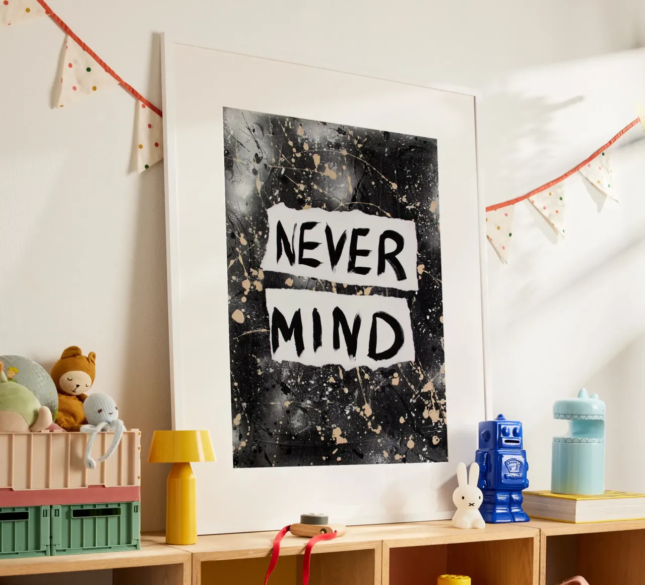 Nevermind poster con telaio in plastica da Hirschbild