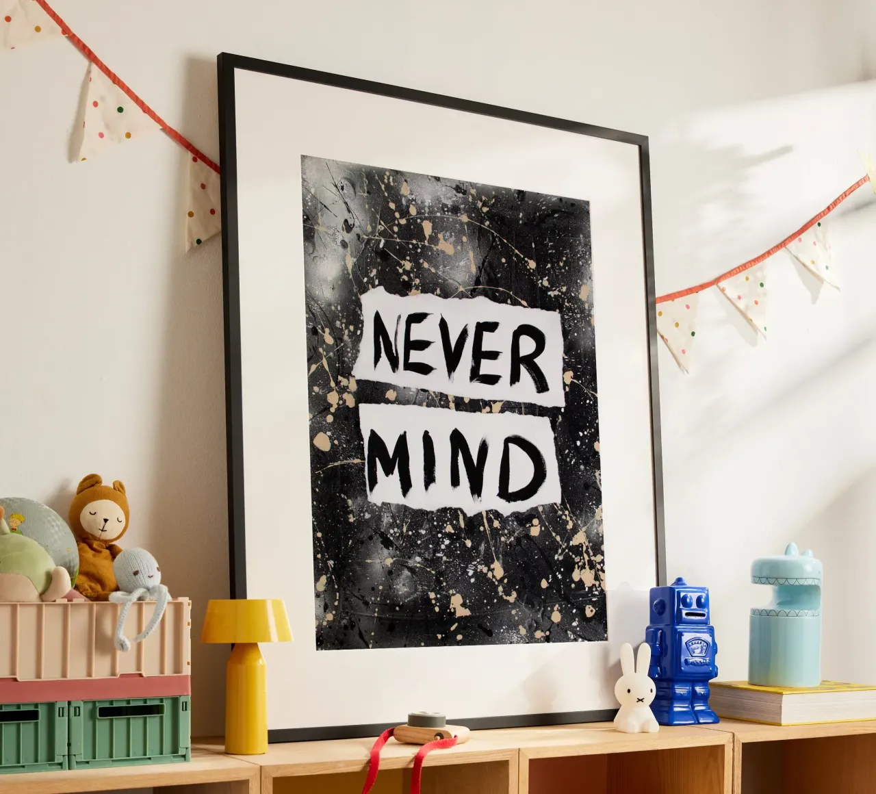 Nevermind poster con telaio in plastica da Hirschbild