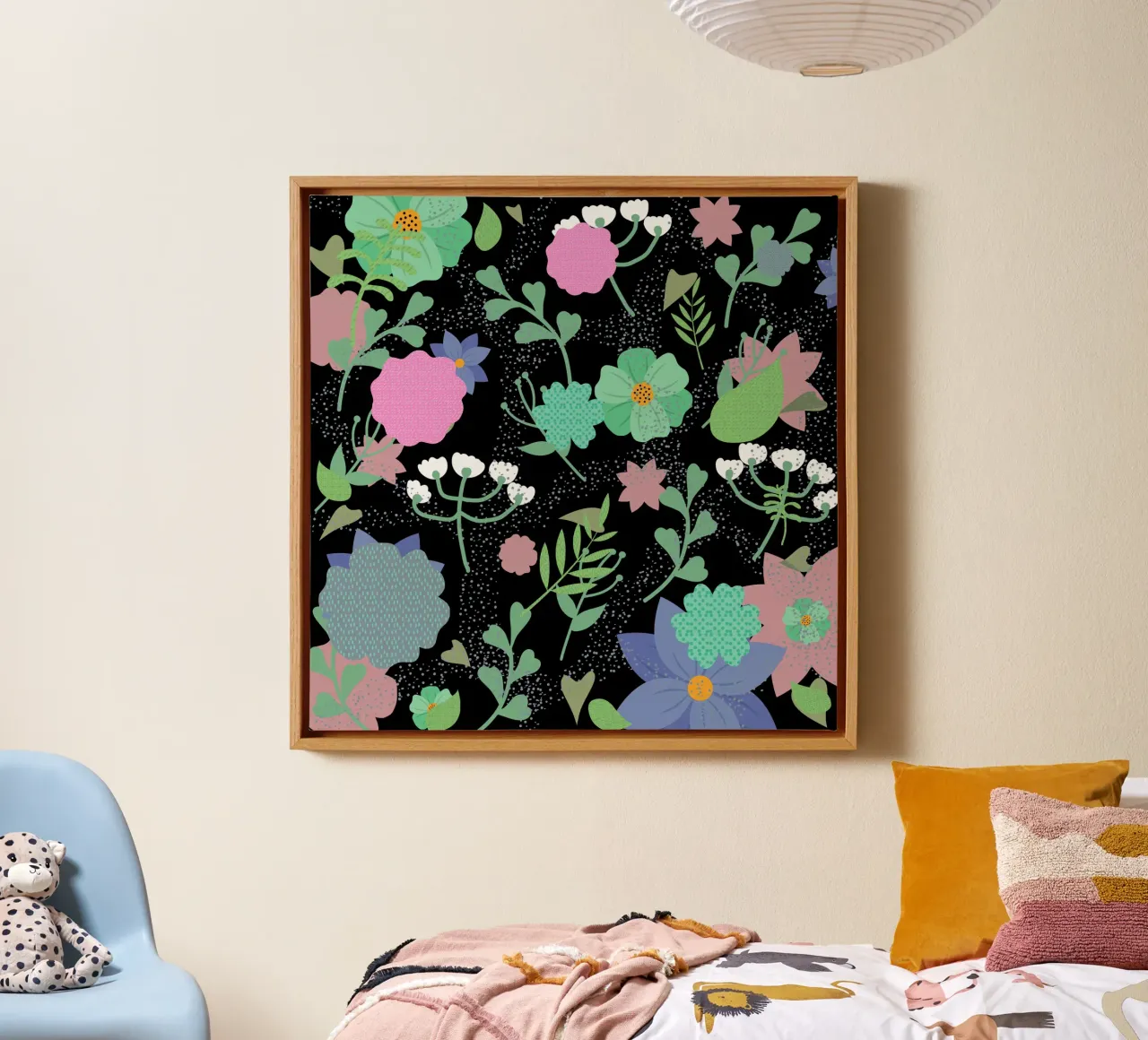Botanical pattern 30 canvas with Floater frame by Little Dean