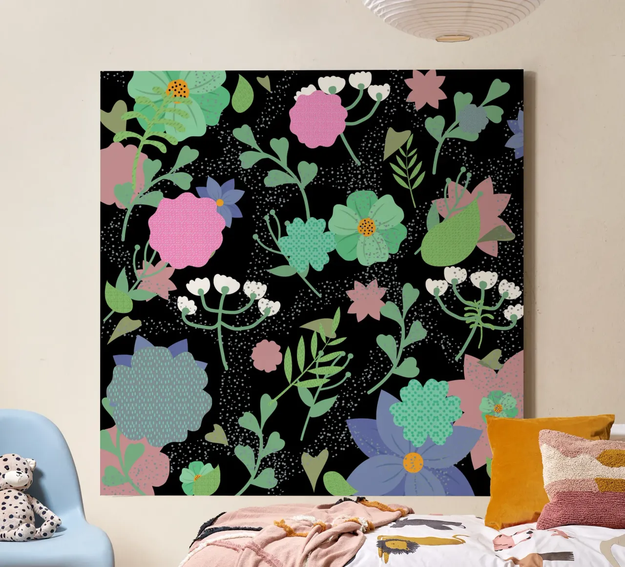 Botanical pattern 30 canvas with Floater frame by Little Dean