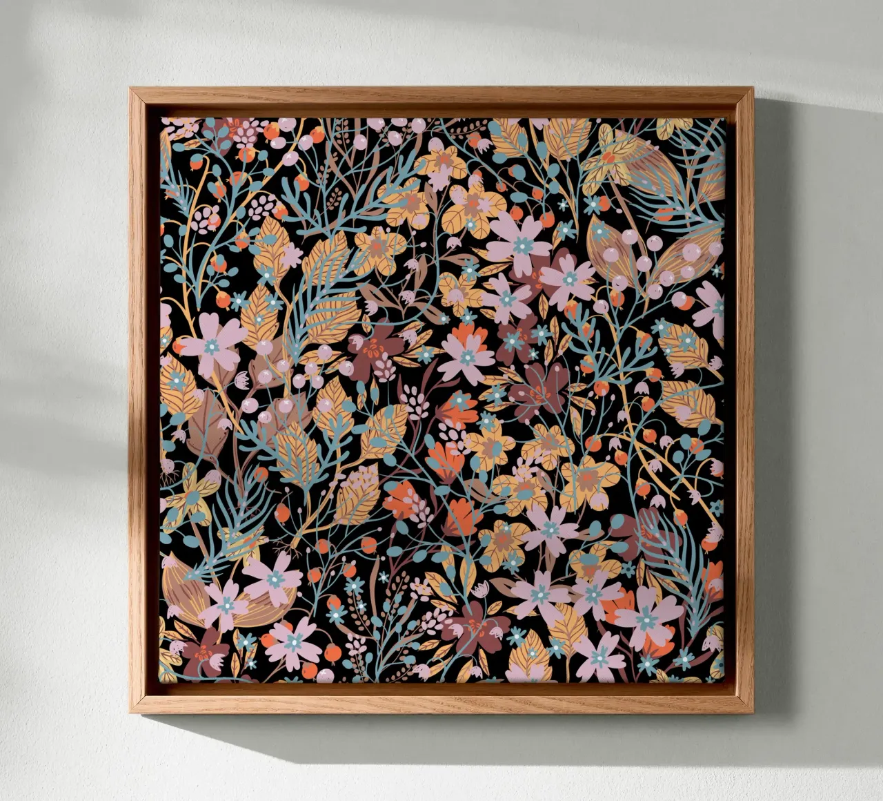 Botanical pattern 32 canvas with Floater frame by Little Dean