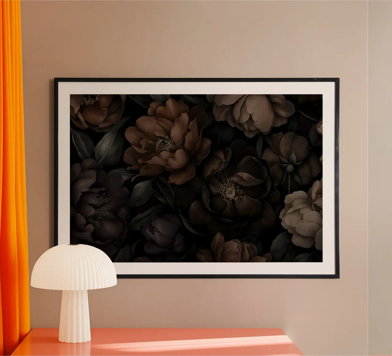 Nächtlicher gotischer Garten Grace Moody Brown Poster von Andrea Haase Floral Passion