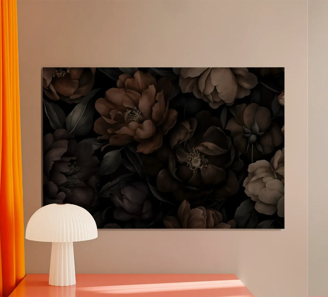 Nächtlicher gotischer Garten Grace Moody Brown Poster von Andrea Haase Floral Passion