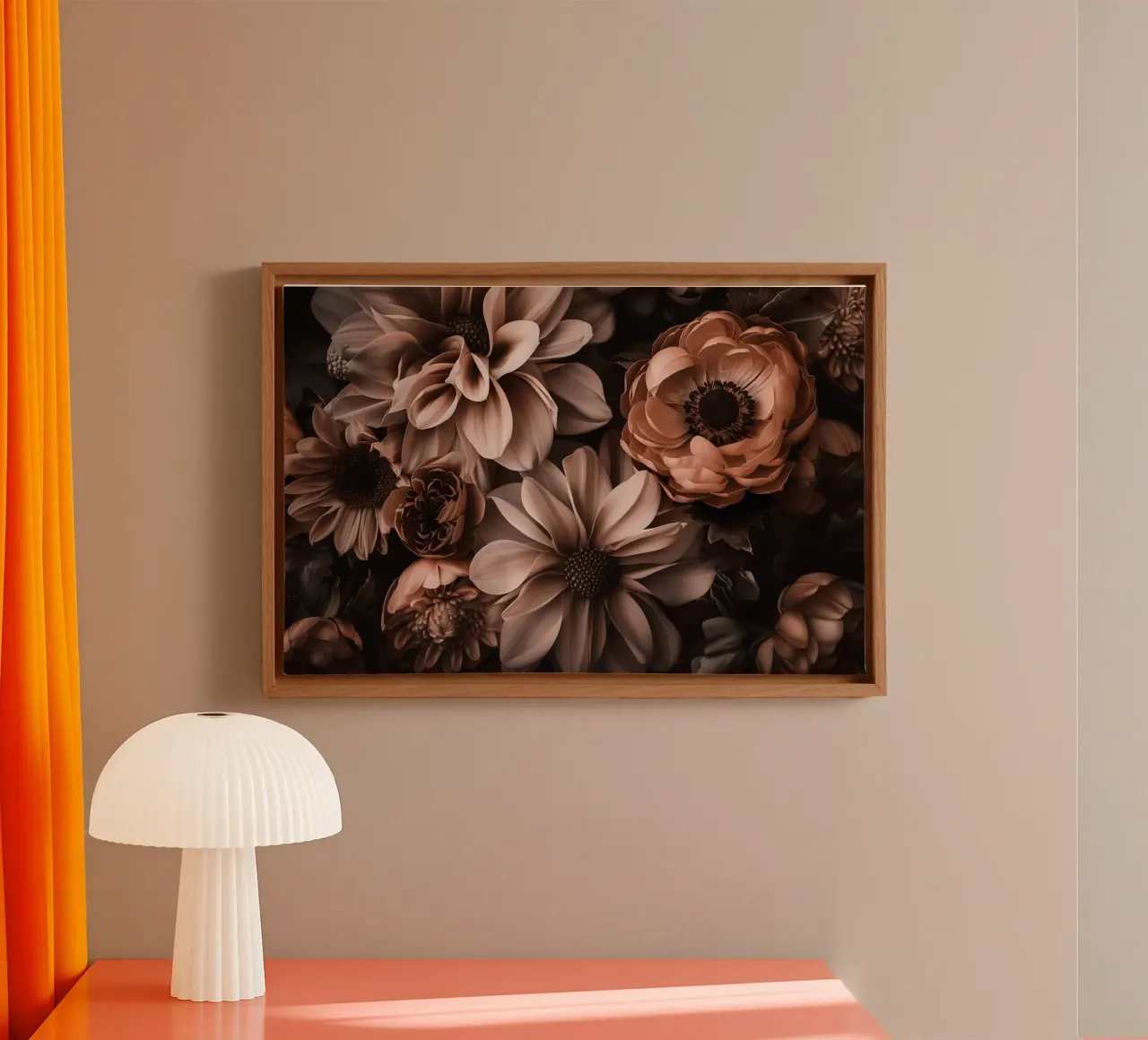 Mokka Mousse Warme Bloemen Symfonie canvas met Baklijst van Andrea Haase Floral Passion