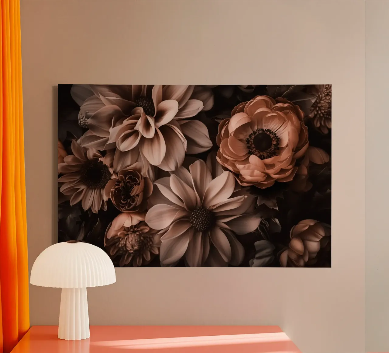 Mokka Mousse Warme Bloemen Symfonie canvas met Baklijst van Andrea Haase Floral Passion