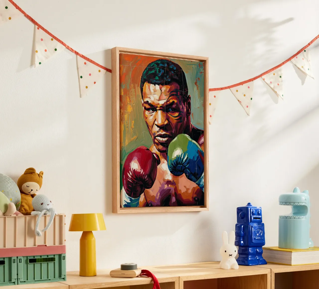 Mike Tyson abstracte kleurrijke kunst canvas met Baklijst van Lembayung art