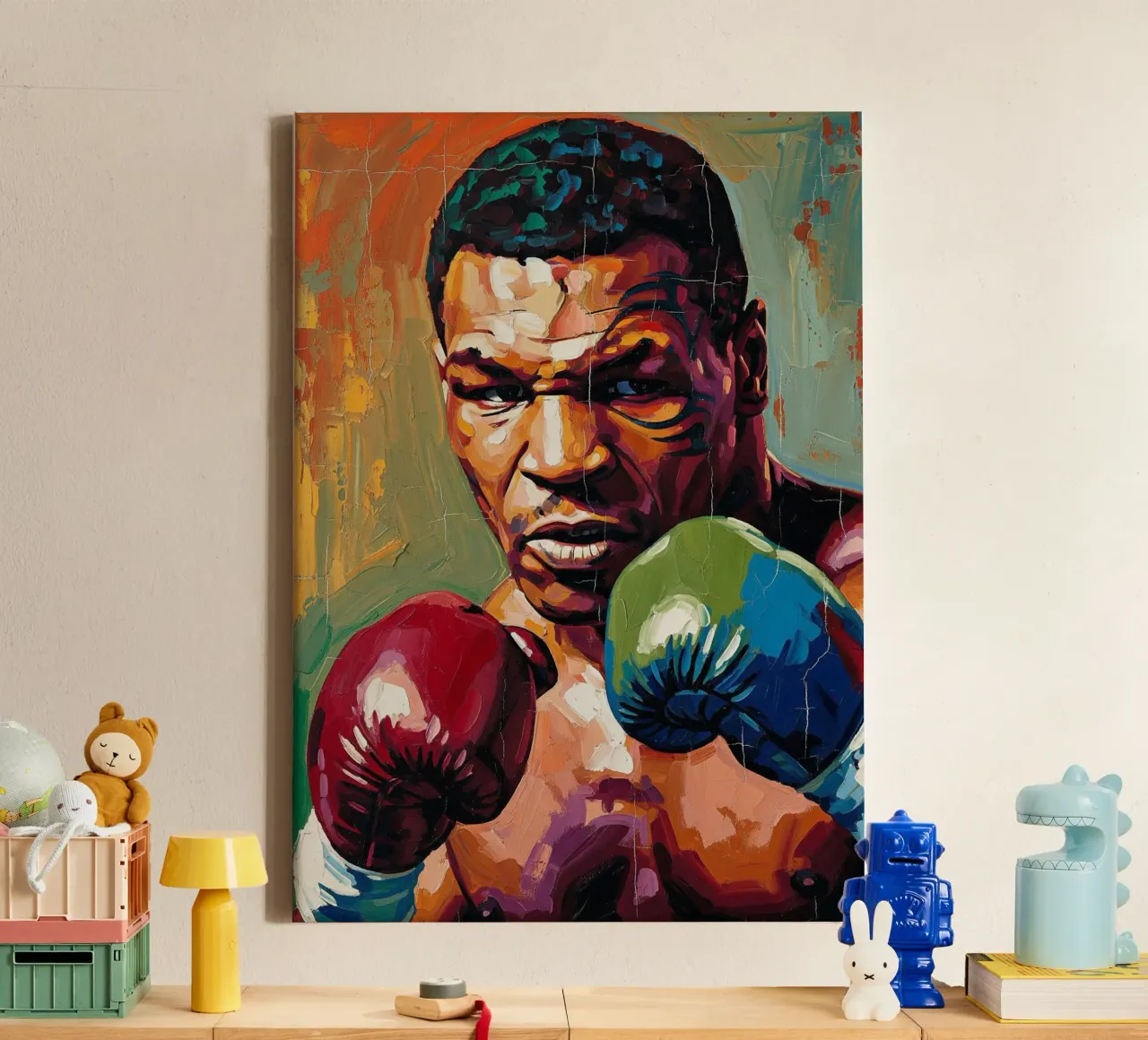 Mike Tyson abstracte kleurrijke kunst canvas met Baklijst van Lembayung art