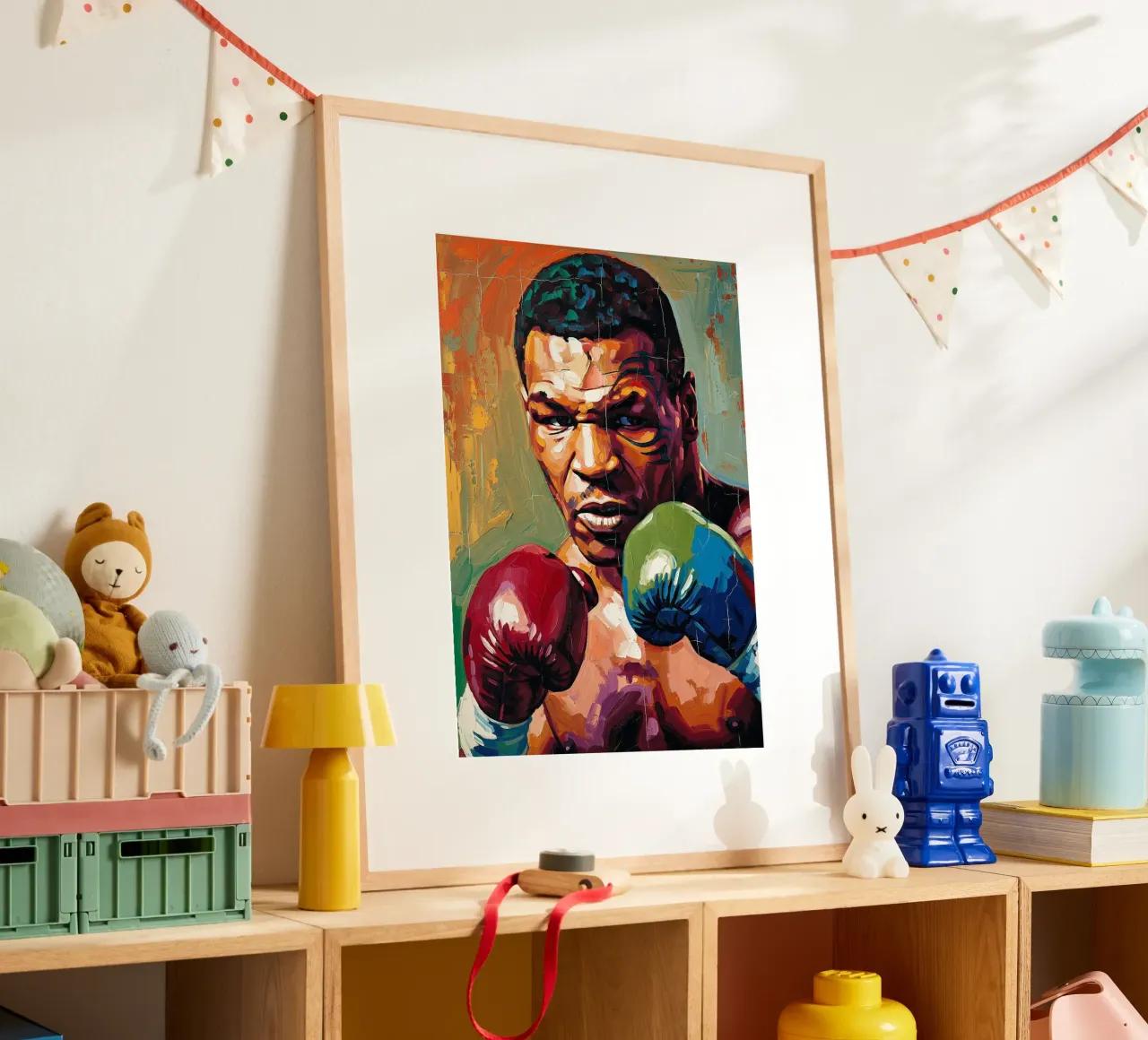 Mike Tyson abstract colorful art poster with plastic frame by Lembayung art