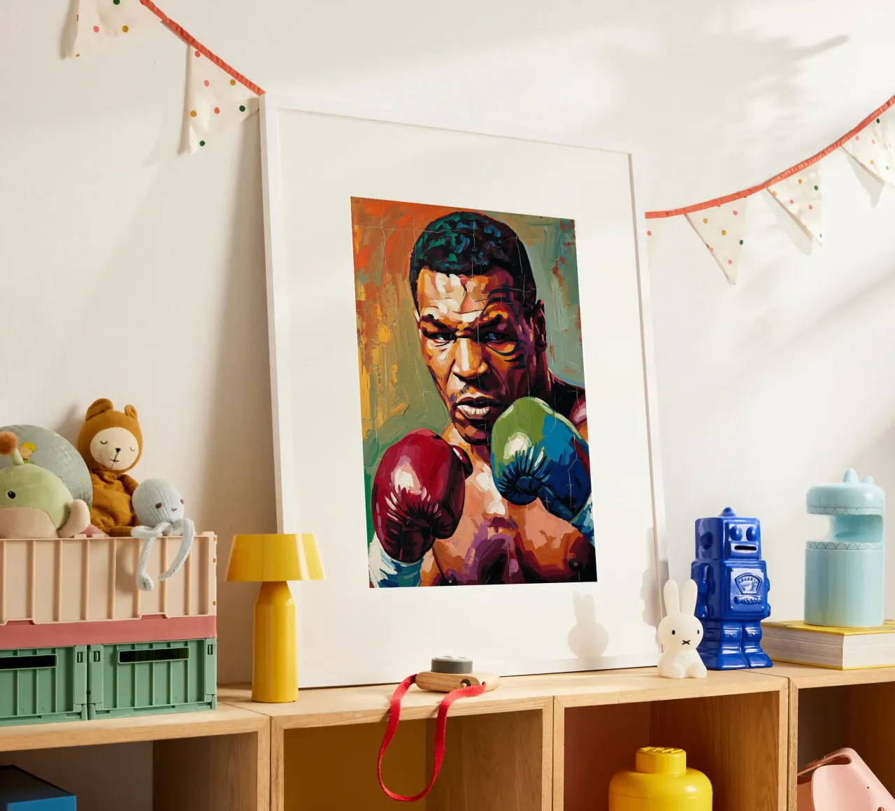 Mike Tyson abstract colorful art poster with plastic frame by Lembayung art