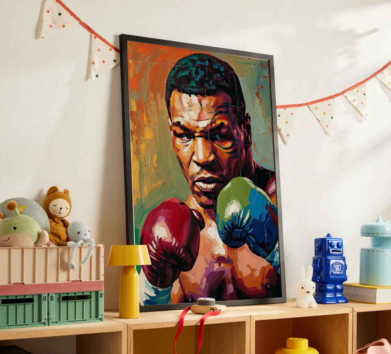 Mike Tyson abstract colorful art poster with plastic frame by Lembayung art