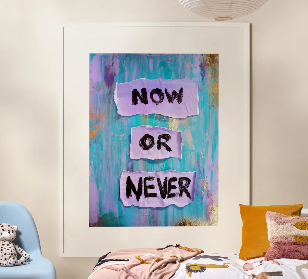 Now or never poster con telaio in plastica da Hirschbild