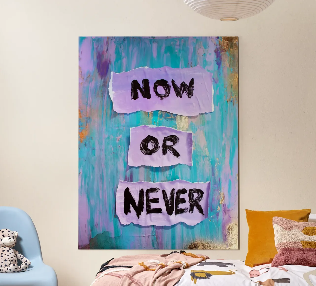 Now or never poster con telaio in plastica da Hirschbild
