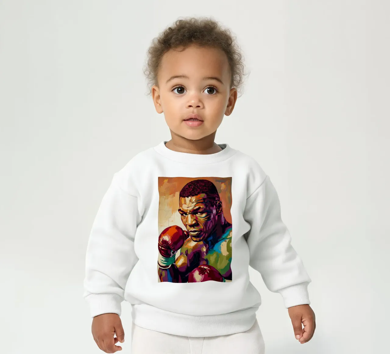 Pop art astratta e colorata di Mike Tyson felpa neonato da Lembayung art