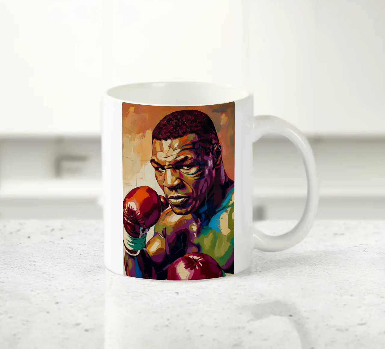 Pop art astratta e colorata di Mike Tyson tazza in ceramica da Lembayung art
