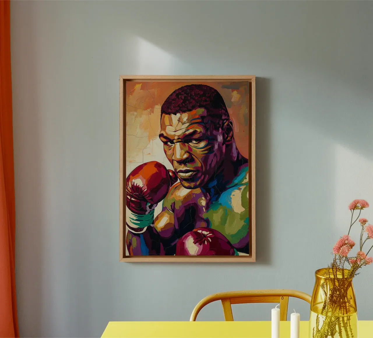 Pop art astratta e colorata di Mike Tyson tela con Cornice a cassetta da Lembayung art
