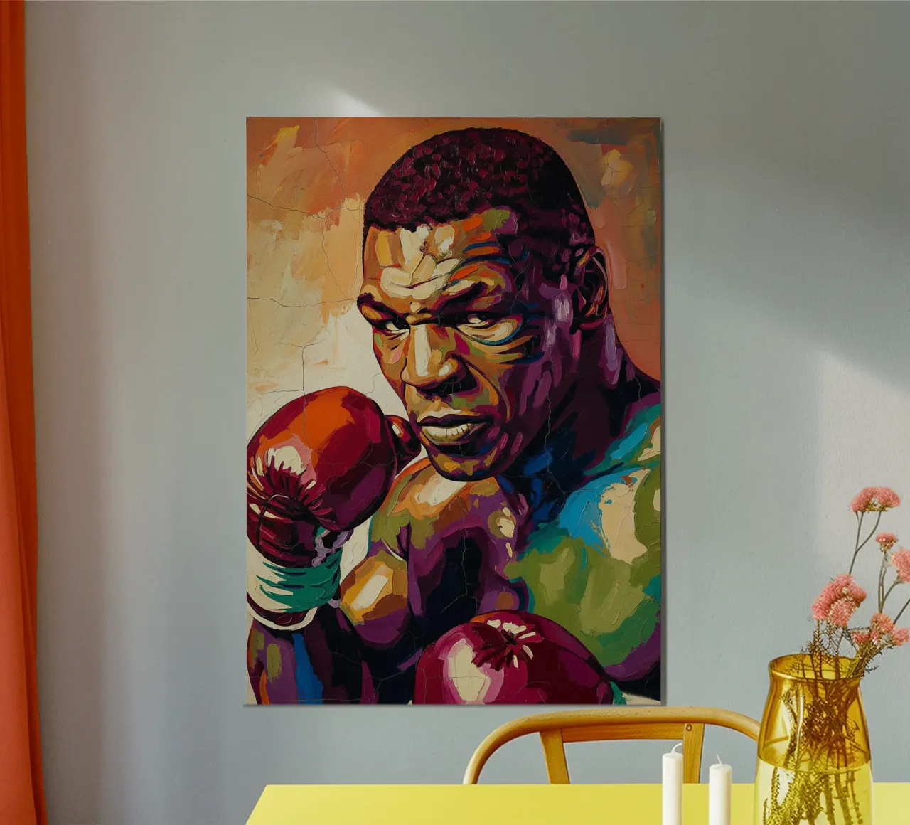Abstract colorful pop art of Mike Tyson poster with aluminum frame by Lembayung art