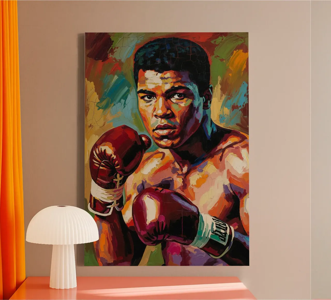 Muhammad Ali abstract kunstschilderij canvas met Baklijst van Lembayung art