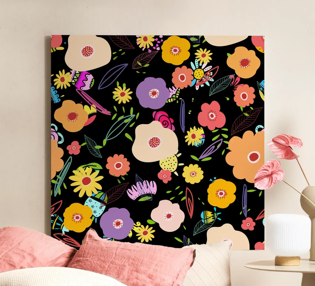 Botanical pattern 34 canvas with Floater frame by Little Dean