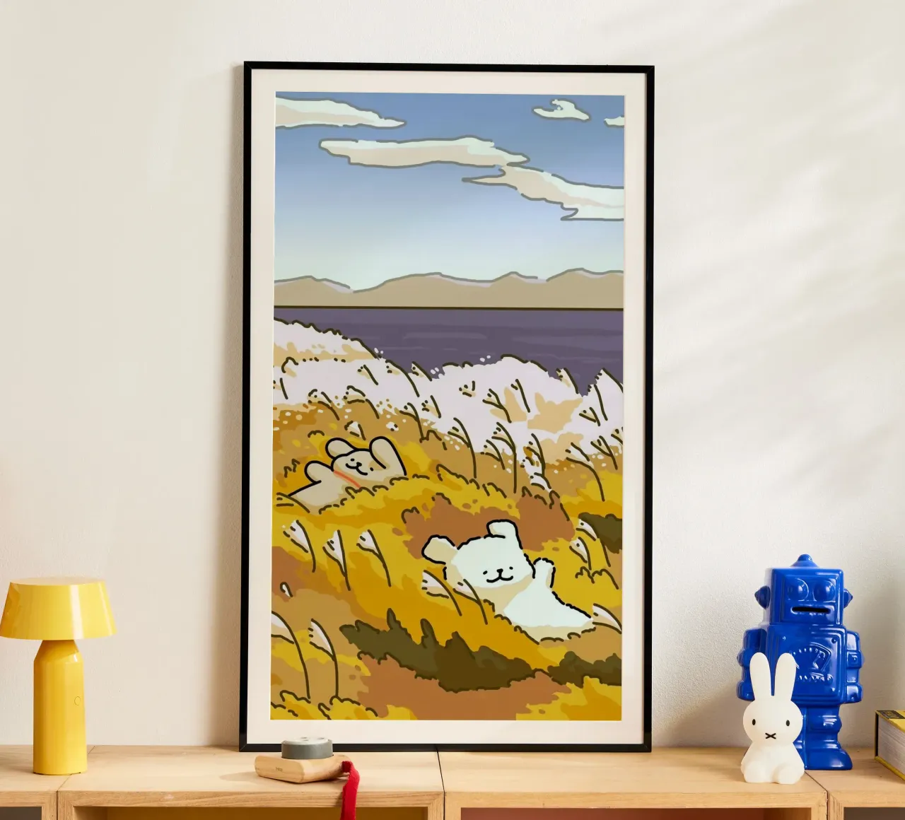kitty land on winds poster con telaio in alluminio da mip of map