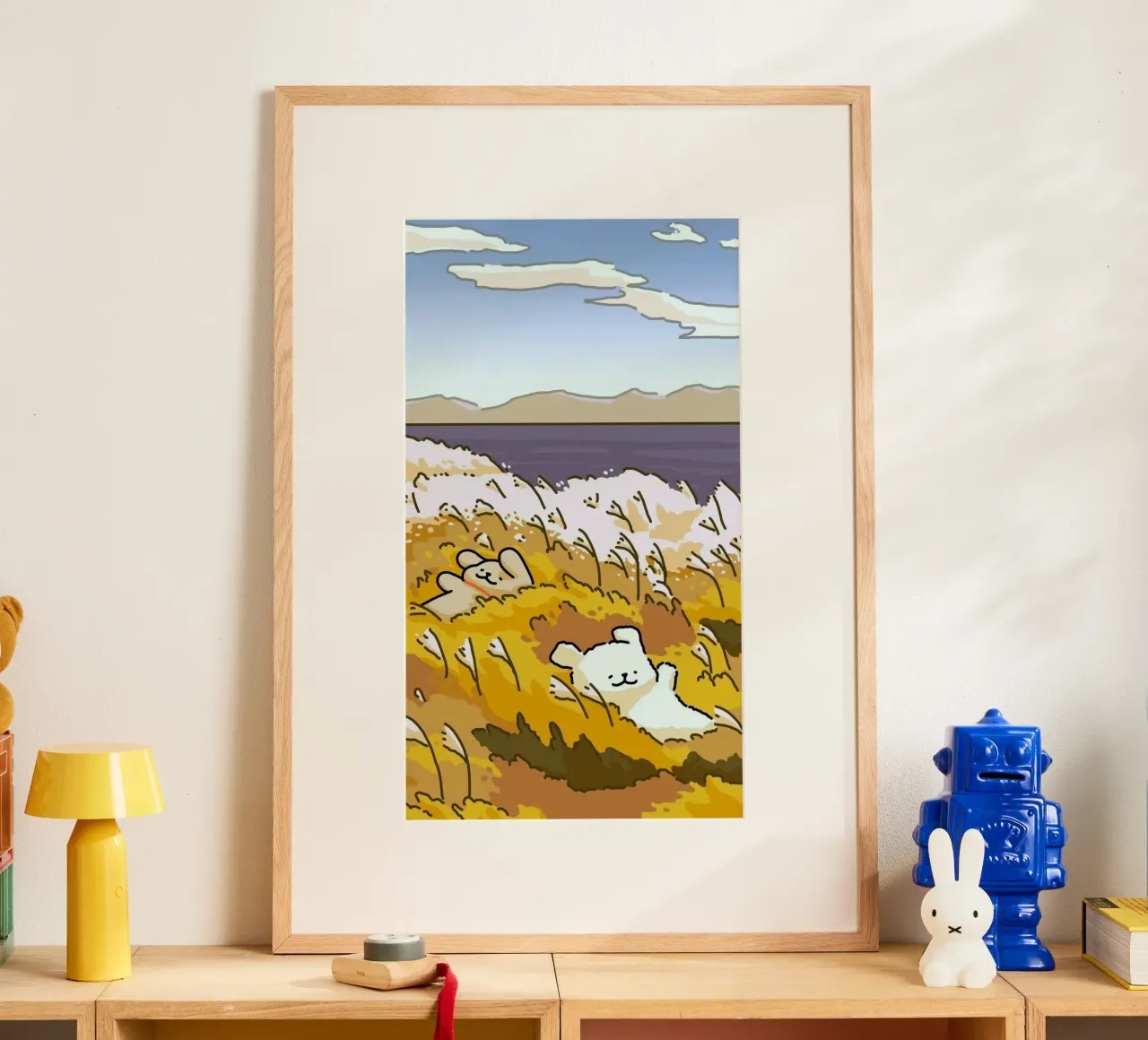 kitty land on winds poster con telaio in alluminio da mip of map