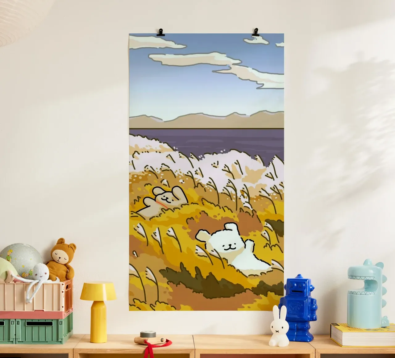 kitty land on winds poster con telaio in alluminio da mip of map