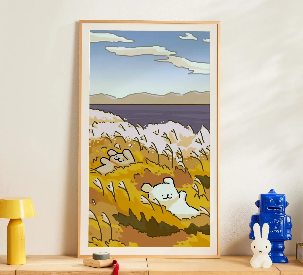 kitty land on winds poster con telaio in alluminio da mip of map