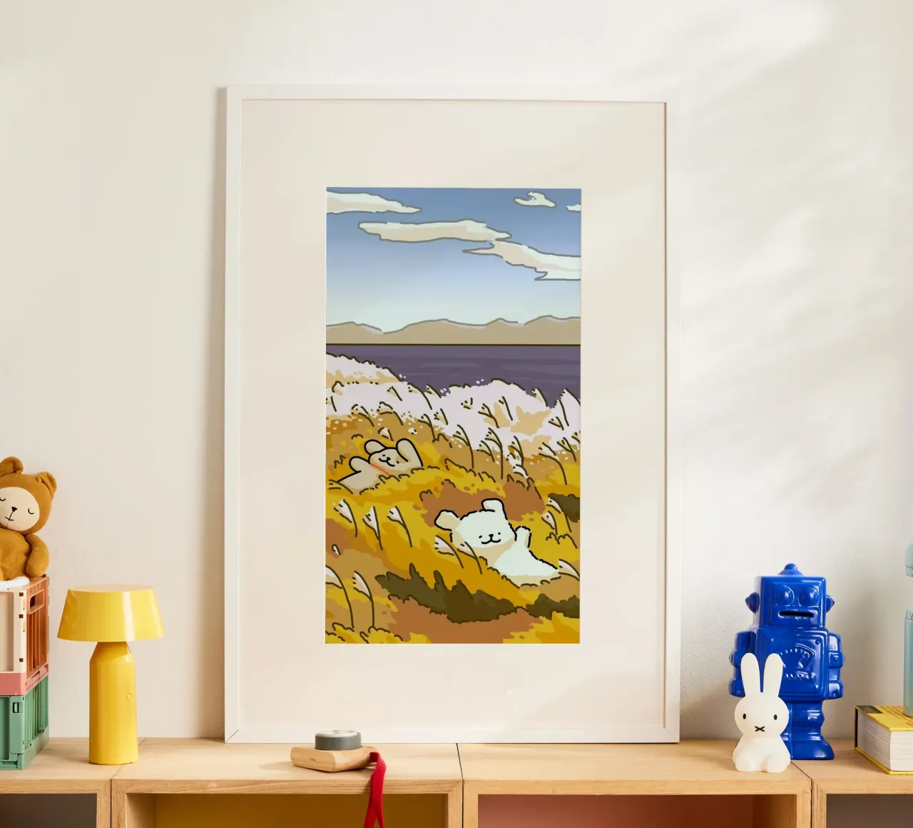 kitty land on winds poster con telaio in alluminio da mip of map