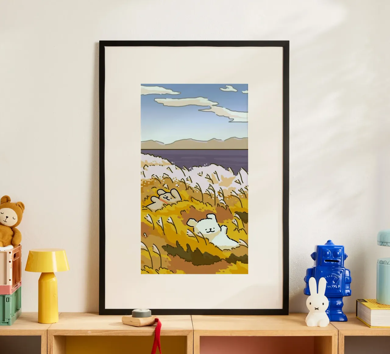 kitty land on winds poster con telaio in alluminio da mip of map
