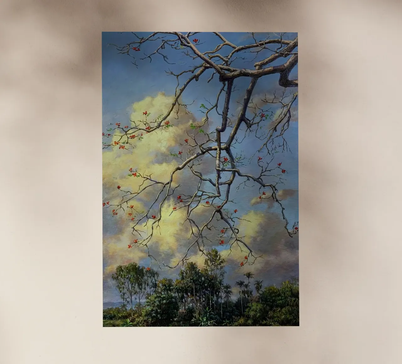 tree on the clous pellicola backlit da mip of map