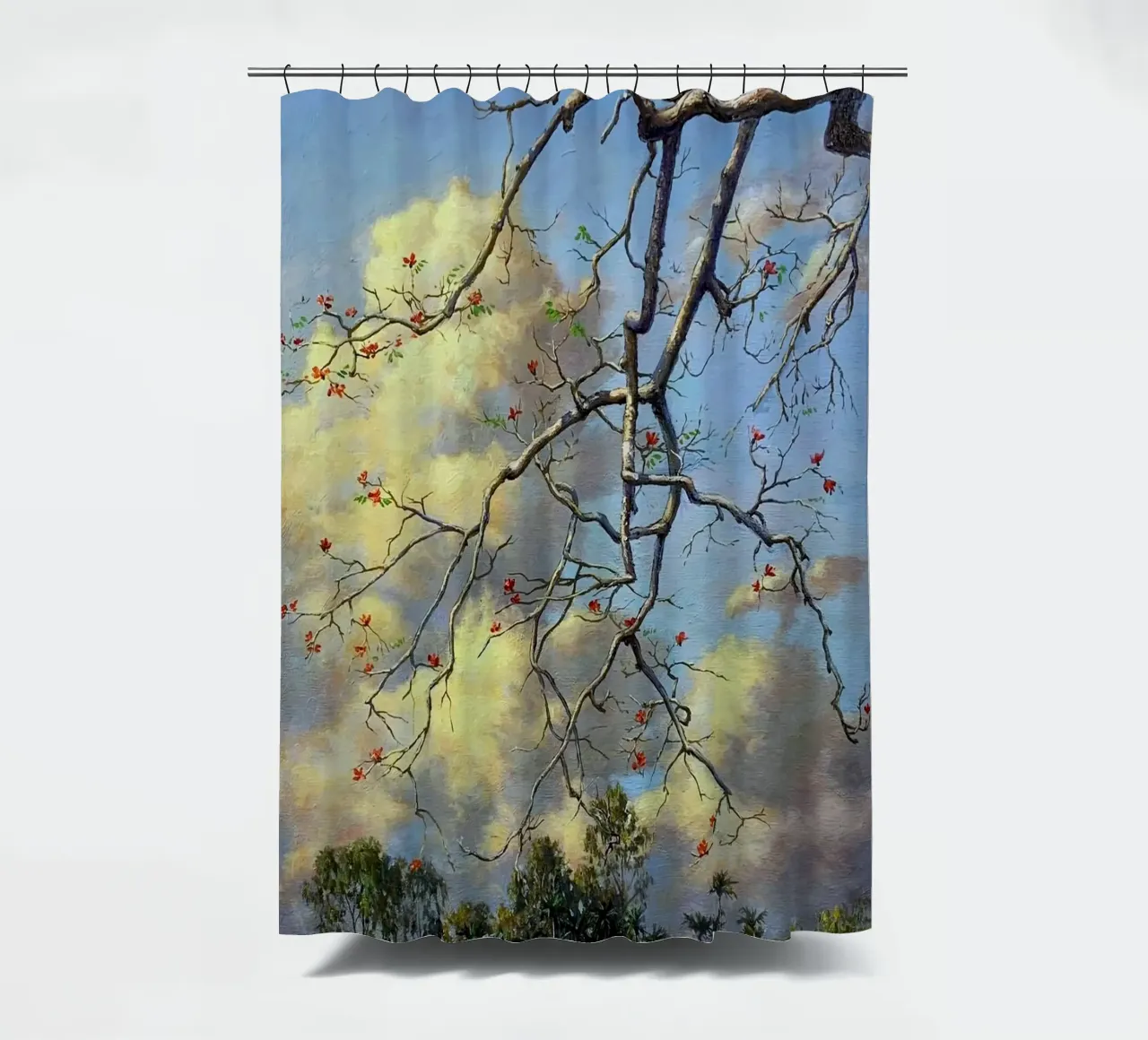 tree on the clous tenda da doccia da mip of map