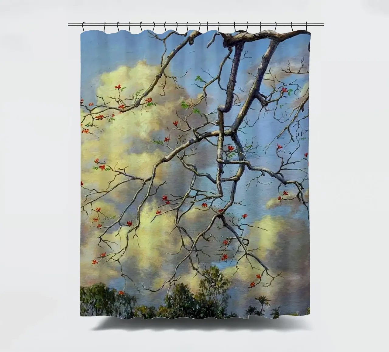 tree on the clous tenda da doccia da mip of map