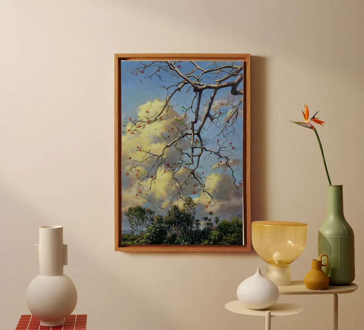 tree on the clous lienzo con Marco flotante de mip of map