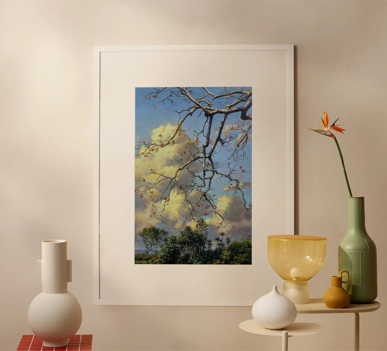 tree on the clous poster con telaio in legno da mip of map