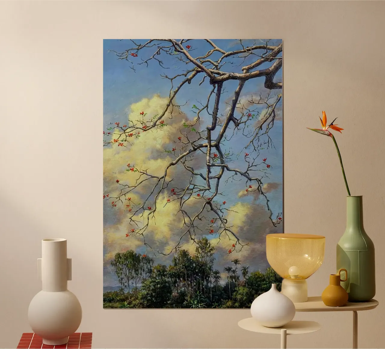 tree on the clous poster con telaio in legno da mip of map