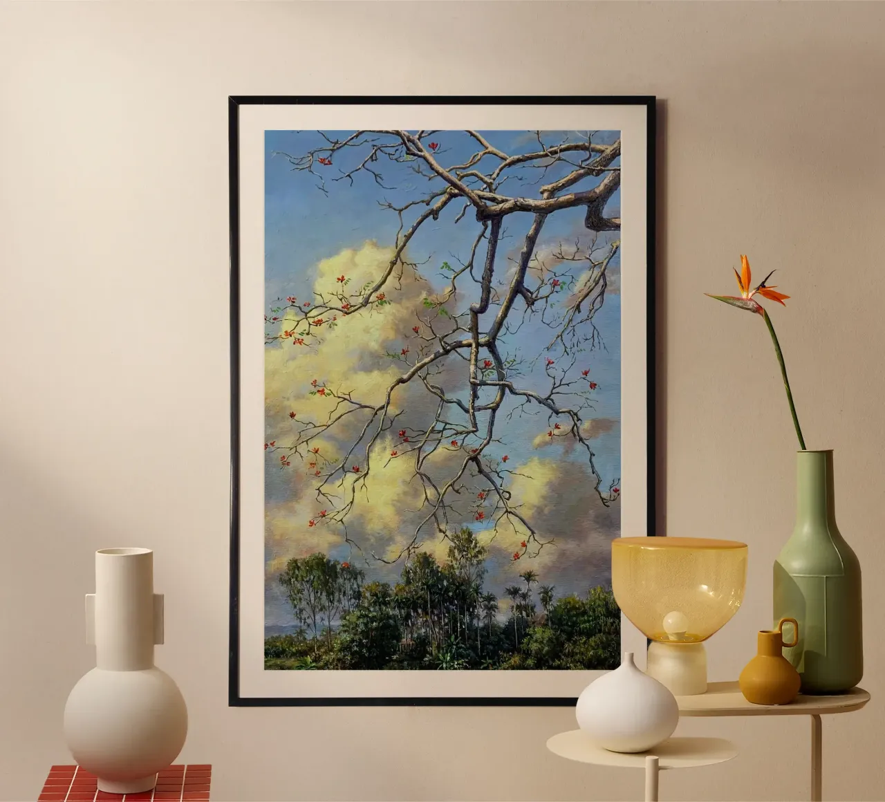 tree on the clous poster con telaio in legno da mip of map