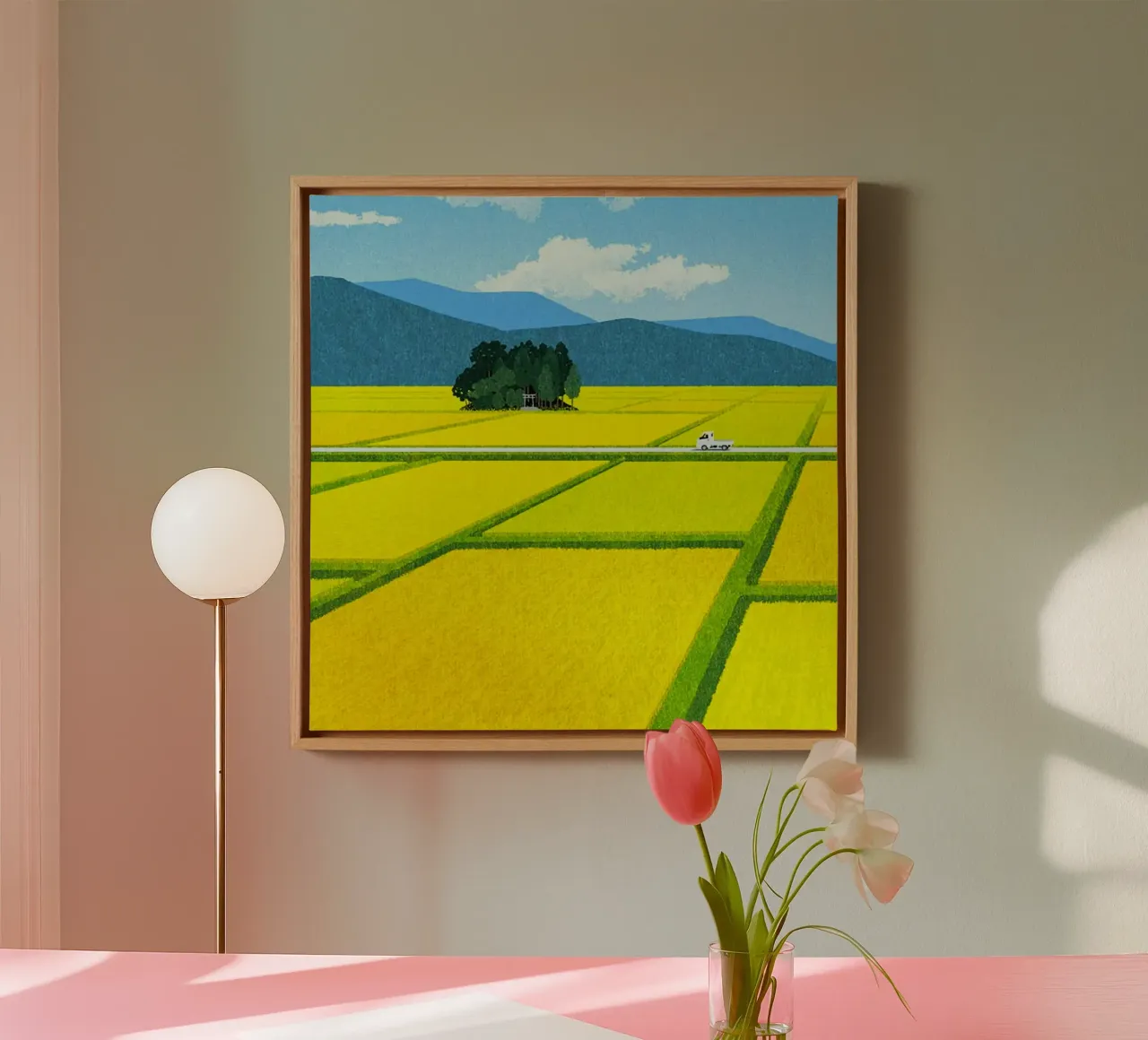 through the fields lienzo con Marco flotante de mip of map