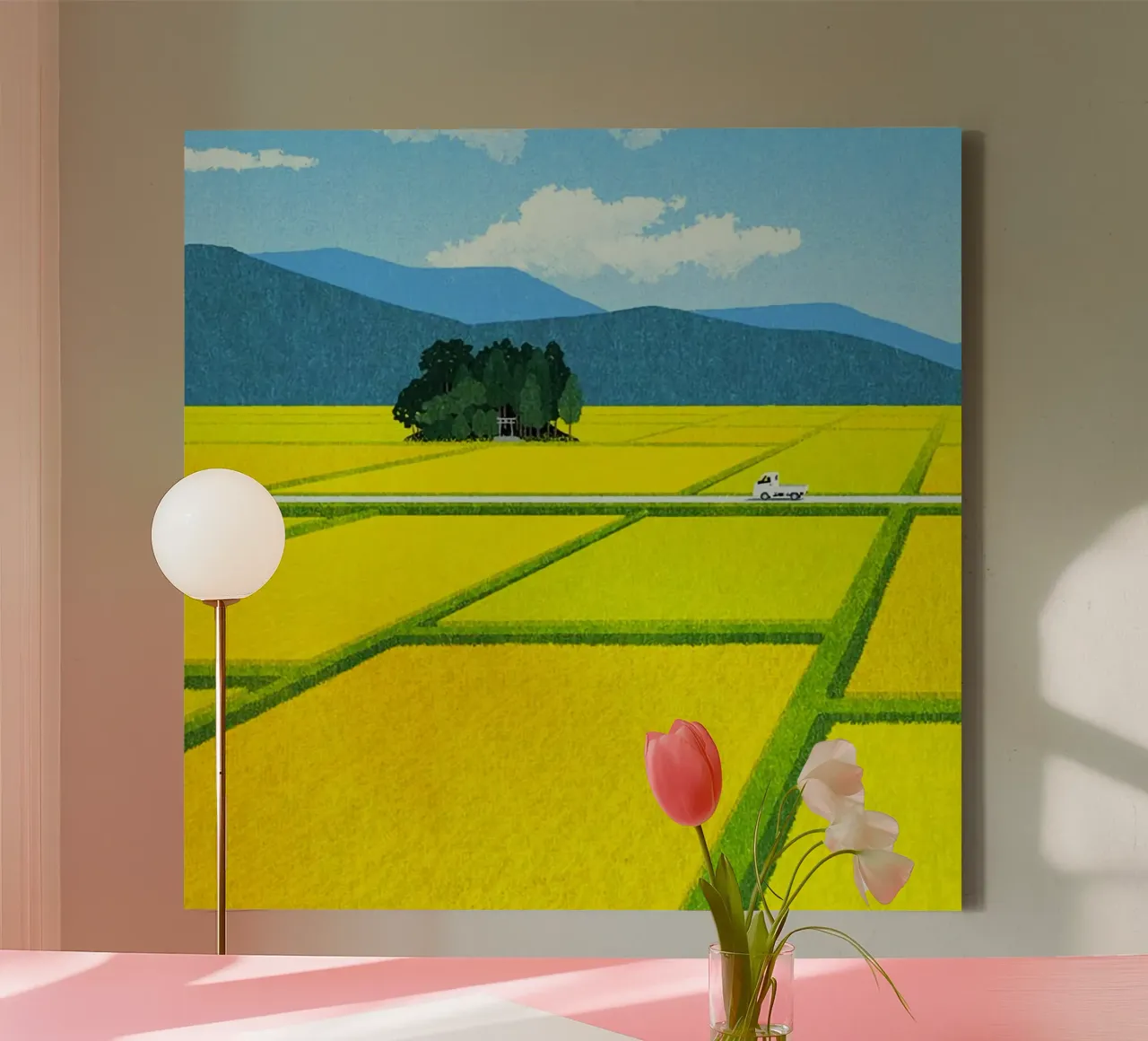 through the fields lienzo con Marco flotante de mip of map